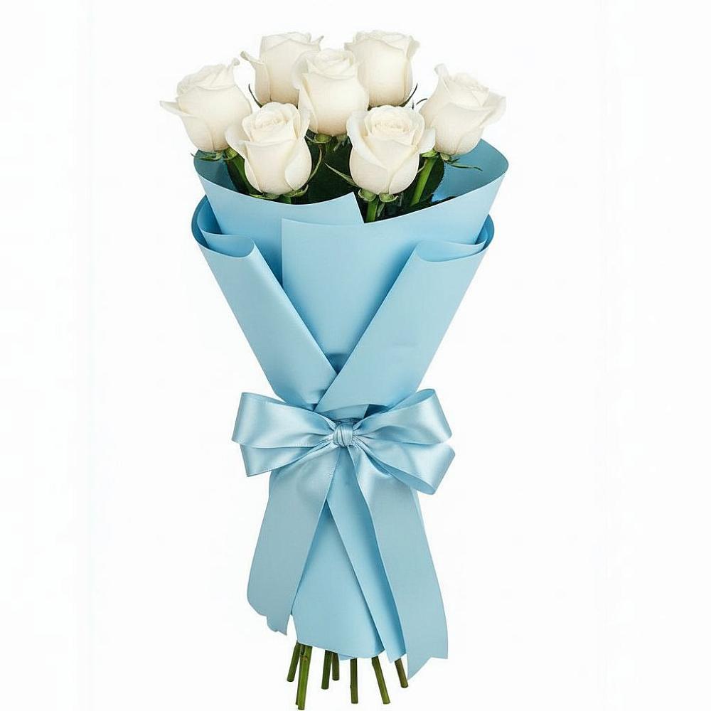 Букет 7 белых роз Проуд в Ельдигино