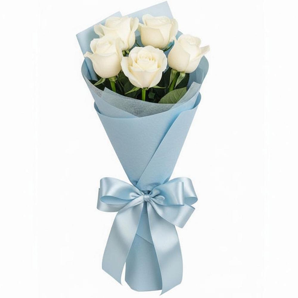 Букет 5 Белых роз Проуд в Ельдигино
