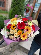 Букет цветов из:  Герберы, Ромашки, Хризантемы, Розы и Подсолнухи #REPLACE_PRED# Ельдигино