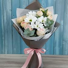 Букет цветов из:  Хризантемы и Розы #REPLACE_PRED# Ельдигино