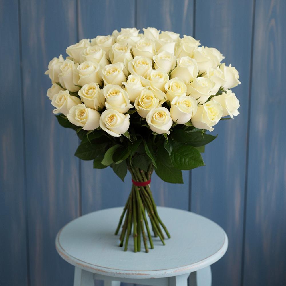 Букет 51 Белая роза Эдлесс Лав в Ельдигино