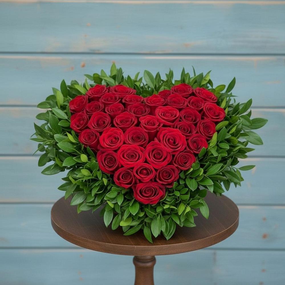 Цветочная композиция из Розы в виде сердца в Ельдигино