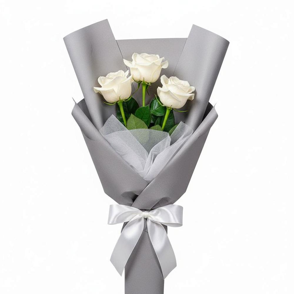 Букет 3 белые розы в Ельдигино
