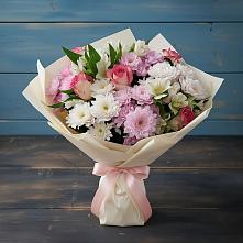 Букет цветов из:  Хризантемы, Альстромерии и Розы в Ельдигино