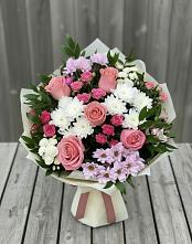 Букет цветов из:  Альстромерии, Гвоздики, Розы и Хризантемы #REPLACE_PRED# Ельдигино