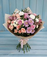 Букет цветов из:  Хризантемы, Розы и Альстромерии #REPLACE_PRED# Ельдигино