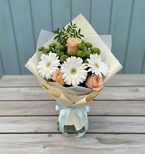 Букет цветов из:  Герберы, Розы и Хризантемы #REPLACE_PRED# Ельдигино