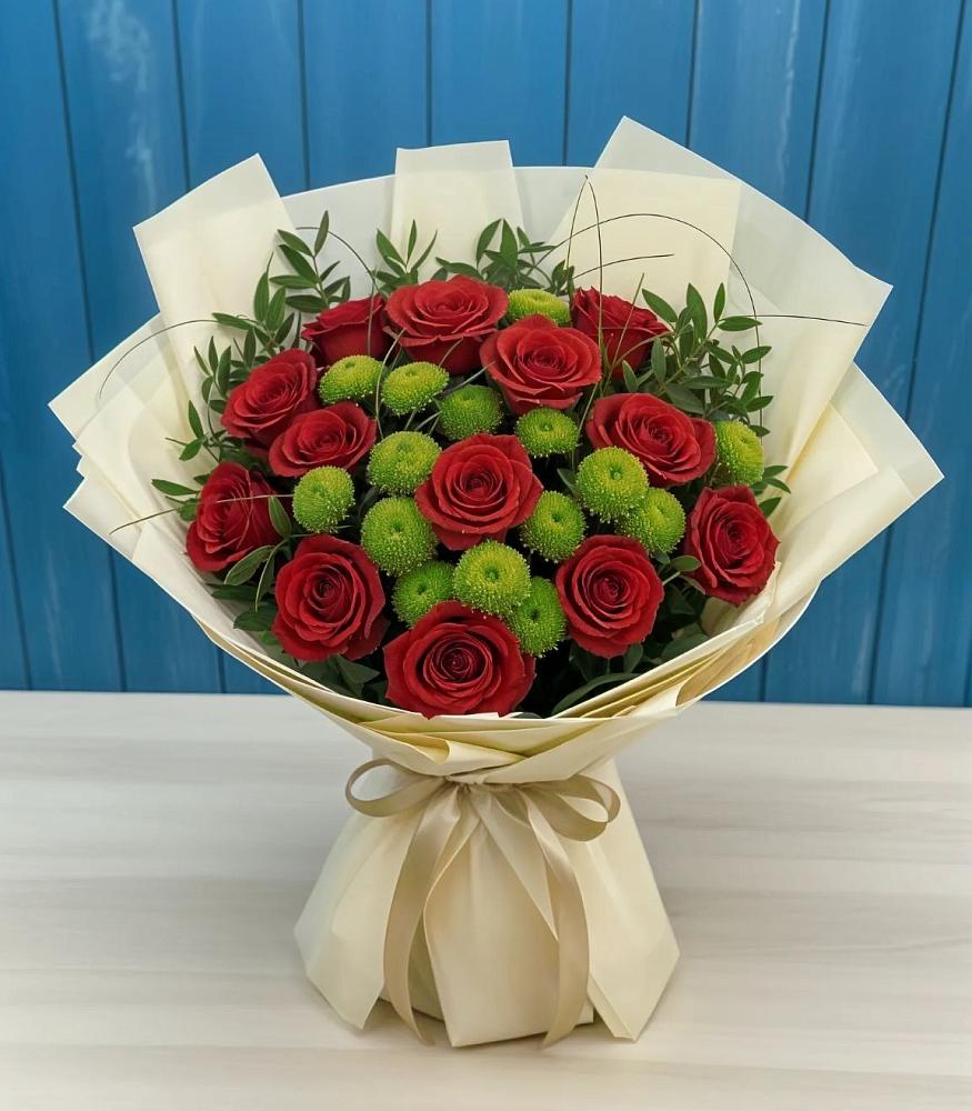 Букет цветов из: Розы и Хризантемы в Ельдигино