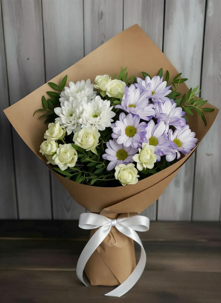 Букет цветов из: Хризантемы и Розы в Ельдигино